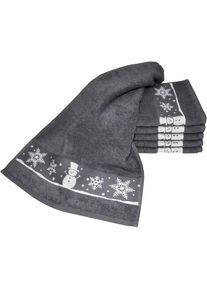 Dyckhoff, G&auml;stehandt&uuml;cher &raquo;Schneemann&laquo; Made in Germany (6 G&auml;stet&uuml;cher), graphit, Frottier, Frottier, B/L: 30 cmx50 cm -6 Stk., graphit