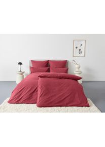 Home Affaire , Bettwäsche »Melli« 2 Stk. tlg. Bettwäsche aus Baumwolle, Leinen-Look in Melange-Optik , bordeaux/meliert , Obermaterial: 100%...
