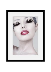 queence , Bild »Lashes« Bilder von Frauen Fashion Foto Frau Kunst Mode HD Premium Poster-Druck inkl. Holzrahmen , Farbe Rahmen: schwarz +...