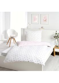 Dyckhoff, Bettw&auml;sche &raquo;Pinke R&ouml;schen&laquo; 2 Stk. tlg. aus Weichfrottier, wei&szlig;/pink, Frottee, Obermaterial: 75% Baumwolle, 25% Polyester, B/L: 135 cm x 200 