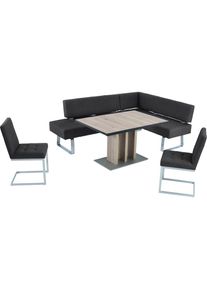 K+w Komfort & Wohnen K+W Komfort & Wohnen, Eckbankgruppe &raquo;Spider II&laquo; Set, 4 Stk. tlg. langer Schenkel 227cm, 2 Freischwinger, Auszugstisch in Breite 130 cm, black81 +, B/H