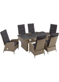 Konifera , Garten-Essgruppe »Brisbane« Set, 6 Sessel, Rückenlehne verstellbar, inkl. Auflagen, Tisch 92x192x74 cm, , 13 Stk. tlg....