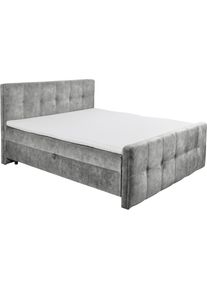 ED EXCITING DESIGN, Boxbett &raquo;Valetta&laquo; mit Bettkasten, inkl. Topper, hellgrau, 100% Polyester, Microvelours mit 2 Bettk&auml;sten, hellgrau