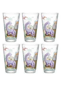 Leonardo, Gl&auml;ser-Set &raquo;Dino BAMBINI AVVENTURA&laquo; 300 ml, 6-teilig, mehrfarbig, Glas, &Oslash; 8 cm x 13 cm, mehrfarbig