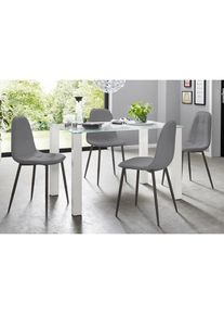 Inosign, Essgruppe Set, 5 Stk. tlg. mit Glastisch, Breite 120 cm, Wei&szlig;/Grau +, B/H/T: 120 cm, Wei&szlig;/Grau +