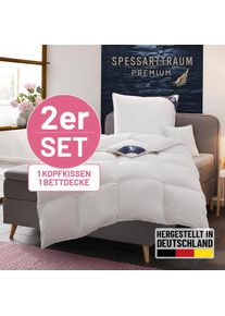 Spessarttraum , Gänsedaunenbettdecke + Kopfkissen »Premium******« Sparset: 4 Wärmeklassen, 135x200 cm & 155x220 cm , weiß , Bettdecken Bezug: 100%...