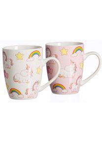 Ritzenhoff & Breker Ritzenhoff & Breker, Becher &raquo;Unicorn&laquo; 6-teilig, wei&szlig;/rosa, Porzellan, 11 cm, wei&szlig;/rosa