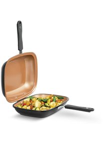 Livington, Bratpfanne &raquo;Black Doubletta Basic Set&laquo; Aluminium 1 Stk. tlg. 2-in1 Wendepfanne, Induktion, schwarz/kupferfarben, &Oslash; 24 cm, schwarz/