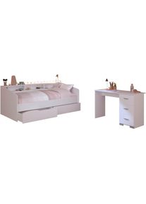 Parisot, Jugendzimmer-Set &raquo;Sleep 41&laquo; Set, 3 Stk. tlg. R&uuml;ckw&auml;nde der F&auml;cher am Bett drehbar, Weiss, Spanplatte, B/H/T: 113 cm x 82 cm x 203 cm, Weiss
