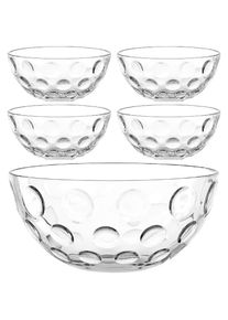 Leonardo, Schale &raquo;Schalen-Set CUCINA OPTIC, 5er Set, 4x &Oslash; 14 cm & 1x &Oslash; 28 cm&laquo; 5 Stk. aus Glas sp&uuml;lmaschinengeeignet, transparent, Glas, &Oslash; 28 cm, 