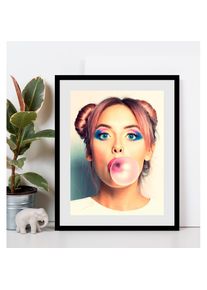 queence , Bild »Bubblegum« Art Bilder von Frauen Fashion Frau Kiss Kunst Magazincover Mode 1 Stk. tlg. HD Premium Poster-Druck inkl....