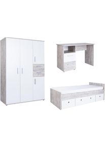 Arthur Berndt, Jugendzimmer-Set &raquo;Jugendzimmer-Set &raquo;Bente&laquo; 3-teilig&laquo; 3 Stk. tlg. Eiche-Sand/Wei&szlig; Nachbildung, natur, Hartfaserplatte, Holzwerkstoff, 