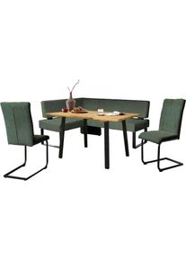 Home Affaire, Eckbankgruppe &raquo;Oliver&laquo; Set, 4-tlg, 4 Stk. tlg. Eckbank mit Wellenunterfederung im Sitz, Tisch Massiv Eiche, Caneel bay + schwarz, FSC -