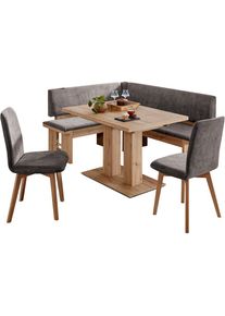 massivline&more, Eckbankgruppe &raquo;Enns, Eckbank mit Tisch und St&uuml;hlen, Sitzecke, Eckbank Garnitur&laquo; 4 Stk. tlg. umstellbar, Artisan Oak + braun + braun, 
