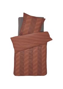 Damai , Bettwäsche »Atomy« 2 Stk. tlg. mit Fischgrätmuster , brick red , Obermaterial: 100% Baumwolle , B/L: 135 cm x 200 cm