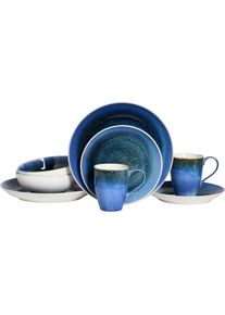 Creatable, Kombiservice &raquo;Caldera&laquo; irisierende Glasur, Blau, Steinzeug, 8 Stk., Blau