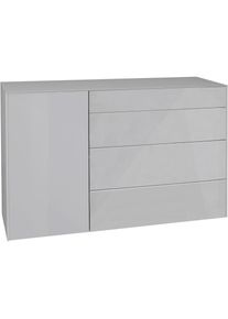 M&auml;usbacher M&auml;usbacher, Kommode &raquo;Imola TOPSELLER!&laquo; OTTOs Choice, 2-Schubladen Kommode, kreidegrau matt lack / glas kreidegrau glanz, B/H/T: 131 cm x 89 cm x 42 cm