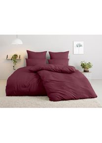 my home, Bettw&auml;sche &raquo;Desner&laquo; 3 tlg. Premium Qualit&auml;t, 100 % Polyester, sehr weich, uni, ab 135x200 cm, bordeaux, Microfaser, Obermaterial: 100% 