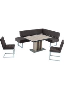 K+w Komfort & Wohnen K+W Komfort & Wohnen, Eckbankgruppe &raquo;Spider II&laquo; Set, 4 Stk. tlg. langer Schenkel 195cm, 2 Freischwinger, Auszugstisch in Breite 120 cm, darkbrown79 +,