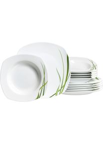 Ritzenhoff & Breker Ritzenhoff & Breker, Tafelservice &raquo;Graphic&laquo; Geschirr-Set mit Gr&auml;ser-Dekor, gr&uuml;n, Porzellan, 12 Stk., gr&uuml;n