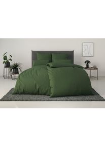 my home, Bettw&auml;sche &raquo;Desner&laquo; 2 tlg. Premium Qualit&auml;t, 100 % Polyester, sehr weich, uni, ab 135x200 cm, gr&uuml;n, Microfaser, Obermaterial: 100% Polyester,