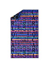 Carlo Colucci , Strandtuch »Matteo« in auffälliger Jacquard-Optik und Schriftzügen , blau-pink , Obermaterial: 100% Baumwolle , B/L: 100 cmx180 cm