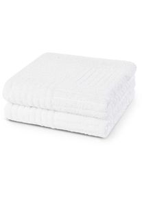 Ross, Handt&uuml;cher &raquo;CARRE&laquo; 100% Baumwolle, Rippenstruktur, gro&szlig;e Farbauswahl, Wei&szlig;, Frottier, Frottier, B/L: 50 cmx100 cm -2 Stk., Wei&szlig;
