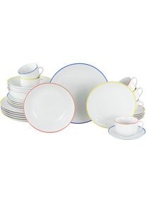 my home, Kombiservice &raquo;Angi&laquo; Geschirr-Set, harmonische, trendige Coupeform, wei&szlig;/bunt, Porzellan, 30 Stk., wei&szlig;/bunt