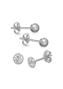 Firetti, Damen, Ohrstecker-Set &raquo;Multipack Schmuck Geschenk Silber 925 Ohrschmuck Kugelohrstecker&laquo; Made in Germany - mit Zirkonia (synth.), 