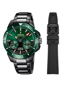 Festina, Damen, Chronograph &raquo;Chrono Bike Connected - Special Edition&laquo; Armbanduhr, Quarzuhr, Herrenuhr, Stoppfunktion, Saphirglas, schwarz-dunkelgr&uuml;n-