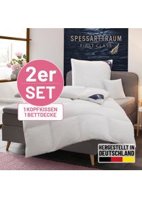 Spessarttraum , Daunenbettdecke + Federkissen »First Class« Sparset: 5 Wärmeklassen, 135x200 cm & 155x220 cm , weiß , Bettdecken Bezug: 100%...