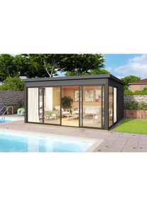 Lasita Maja, Gartenhaus &raquo;DOMEO 5 CARBONGRAU/ANTHRAZIT&laquo; Fundamentmass 4180 x 4180, Carbongrau, carbongrau, Holzwerkstoff, carbongrau