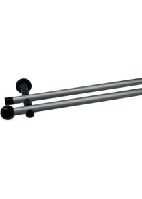 Indeko , Gardinenstange »Colombes« Ø 20 mm 2 läufig-läufig Wunschmaßlänge Komplett-Set inkl. Montagematerial , silber-schwarz , B/L: 100 cm Ø 20 mm