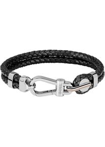 BOSS , Juegendliche , Lederarmband »ARES PRIME, 1580699M, 1580700M« , edelstahlfarben-schwarz , M , BOSS Schmuck - Herrenarmband