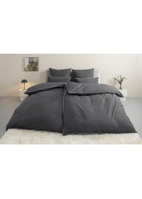 LeGer Home by Lena Gercke, Bettw&auml;sche &raquo;Nayara&laquo; 2 tlg. in Gr. 135x200 oder 155x220 cm, Bettw&auml;sche mit Piping/Paspel, anthrazit, Renforc&eacute;, Obermaterial: