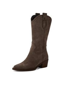 Tamaris , Westernstiefel , Blockabsatz, Cowboystiefel in spitzer Form , taupe , 37 , 37 , Trendiger Stiefel mit kurzem Reißverschluss