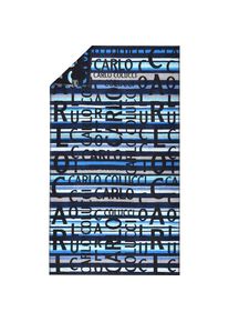 Carlo Colucci , Strandtuch »Matteo« in auffälliger Jacquard-Optik und Schriftzügen , blau-hellblau , Obermaterial: 100% Baumwolle , B/L: 100 cmx180 cm