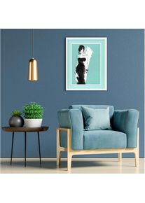 queence , Bild mit Rahmen »Skizze, Mode, türkis« Bilder von Frauen Fashion Frau Mode Modebilder 1 Stk. tlg. Poster mit buntem Acrylglas...