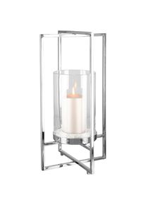 Fink, Windlicht &raquo;NORMAN, Weihnachtsdeko&laquo; aus Edelstahl und Glas, 1-flammig, silberfarben, Edelstahl, Glas, B/H/T: 49 cm, silberfarben