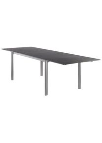 sieger EXKLUSIV , Gartentisch ausziehbar 165/225/285x95x74cm, Aluminiumgestell graphit / vivodur-Tischplatte Schieferoptik anthrazit , graphit +...