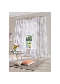 my home , Gardine »Belem« Kräuselband 1 Stk. tlg. 1 bzw. 2 Schals, Vorhang, Fertiggardine, Kreise , stein , Obermaterial: 100% Polyester , 225 cm