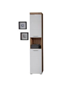 Welltime, Hochschrank &raquo;Avena&laquo; Badschrank mit 2 T&uuml;ren & 1 Fach - (B/T/H) 37/31/190 cm, asteichefarben/wei&szlig; Hochglanz, asteichefarben -B/H/T: 37 cm x 