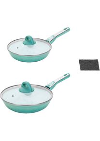 Genius, Pfannen-Set &raquo;Cerafit Revolution &Oslash; 24 cm 28 cm&laquo; Keramik Set, 6 Stk. tlg. inkl. Glasdeckel und 2x Clia Genie Schwamm, aquagr&uuml;n, aquagr&uuml;n