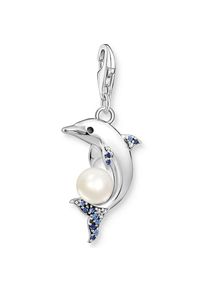 Thomas Sabo , Juegendliche , Charm-Einhänger »Delfin mit Perle, 1889-664-7« mit Spinell (synth.), Zirkonia (synth.) - mit Süßwasserzuchtperle ,...