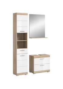 Inosign , Badmöbel-Set »Siena, 3 teilig, bestehend aus:« Set, TOPSELLER!, 3 Stk. tlg. Hochschrank, Waschbeckenunterschrank, Spiegel , Eiche Sonoma...