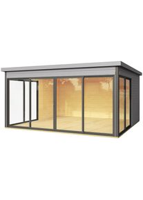 Lasita Maja, Gartenhaus &raquo;DOMEO 5 LICHTGRAU/ANTHRAZIT&laquo; Fundamentmass 4180 x 4180, Lichtgrau, lichtgrau, Holzwerkstoff, lichtgrau