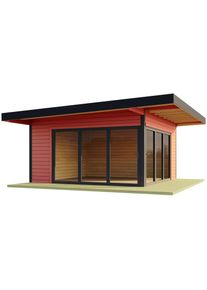 Lasita Maja, Gartenhaus &raquo;DOMEO 9 SCHWEDENROT/ANTHRAZIT&laquo; mit &Uuml;berdachung, Fundamentmass 1200+4500 x 1200+4500, Schwedenrot, Schwedenrot, Holzwerkstoff,