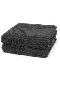 Ross, Handt&uuml;cher &raquo;CARRE&laquo; 100% Baumwolle, Rippenstruktur, gro&szlig;e Farbauswahl, Anthrazit, Frottier, Frottier, B/L: 50 cmx100 cm -2 Stk., Anthrazit