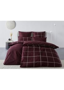 OTTO home , Wendebettwäsche »Nature in Gr. 135x200 oder 155x220 cm« 2 Stk. tlg. Bettwäsche in unregelmäßigem Karo-Muster , rot , Obermaterial: 100%...