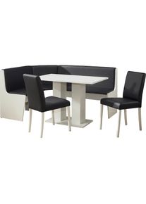 massivline&more, Eckbankgruppe &raquo;Sylt&laquo; Set, 4 Stk. tlg. Eckbank ist umstellbar, Eckbank mit Truhe, Holzwerkstoff mit Farbe Wei&szlig;/Lotos 7006 schwarz + 